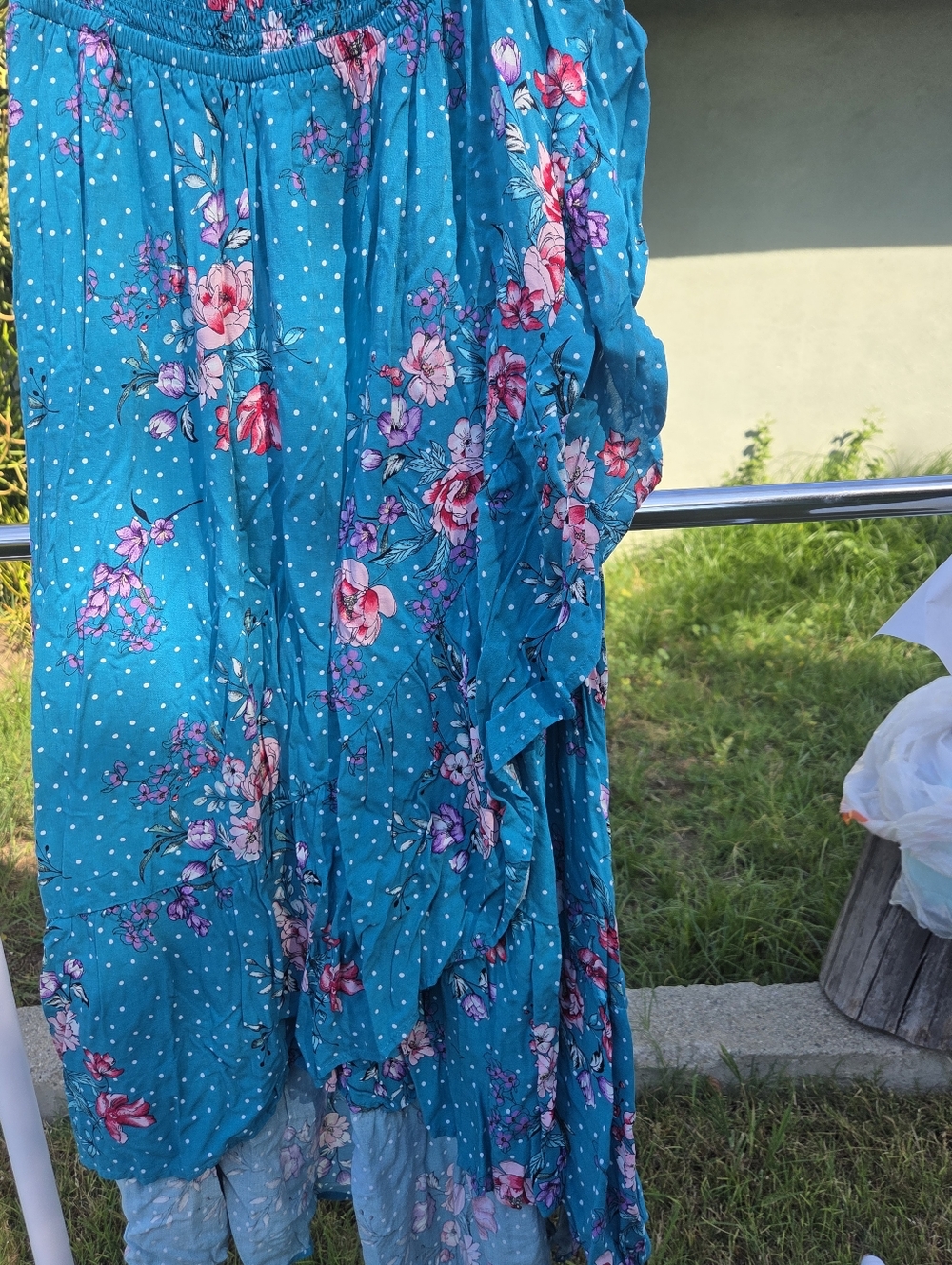 torrid Teal Floral Smocked Dress - Picture 3 of 10